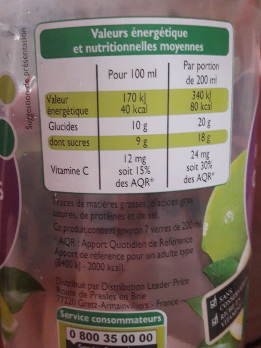 Leader Price Boisson gazeuse aux fruit saveur citron et citron vert packshot