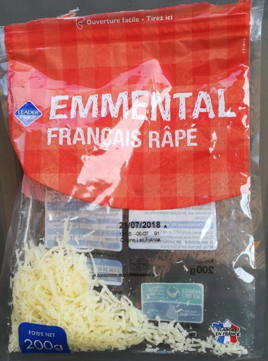 Leader Price Emmental français râpé packshot