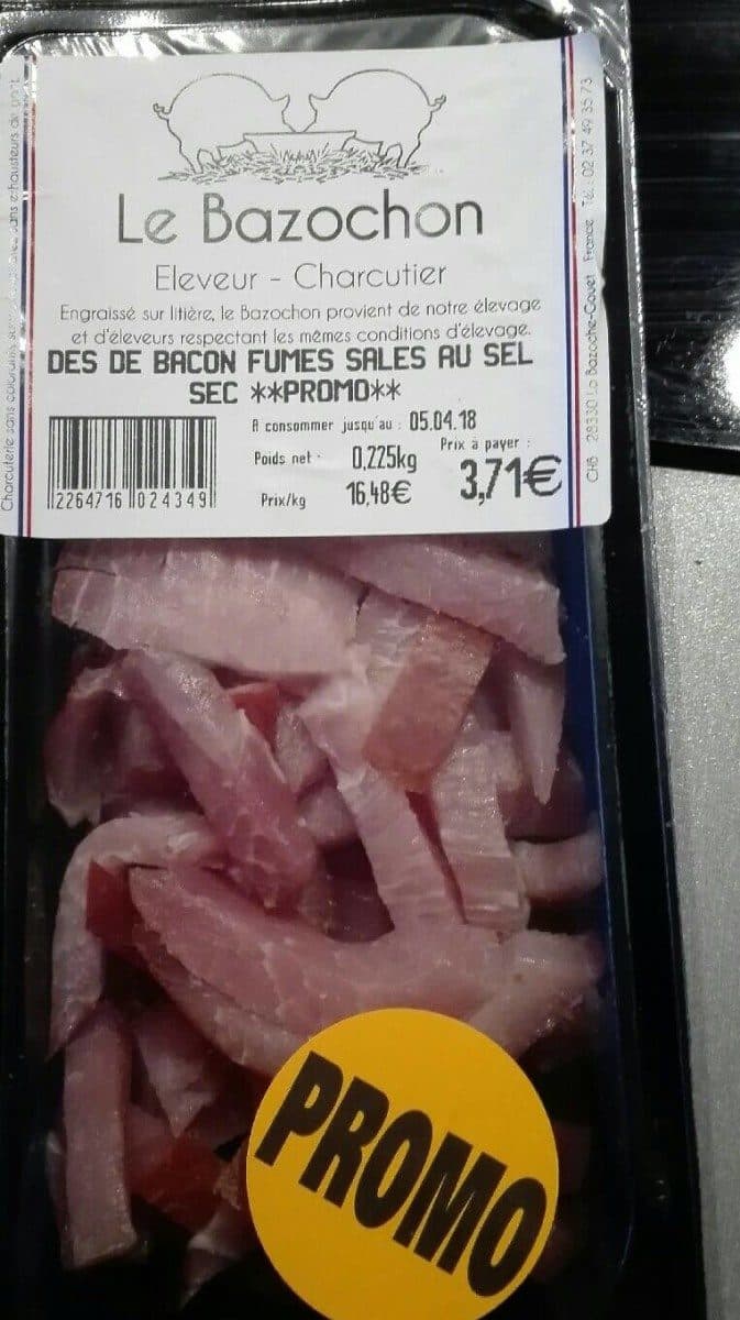 Open Food Facts Dés de bacon fumés et salés au sel sec packshot