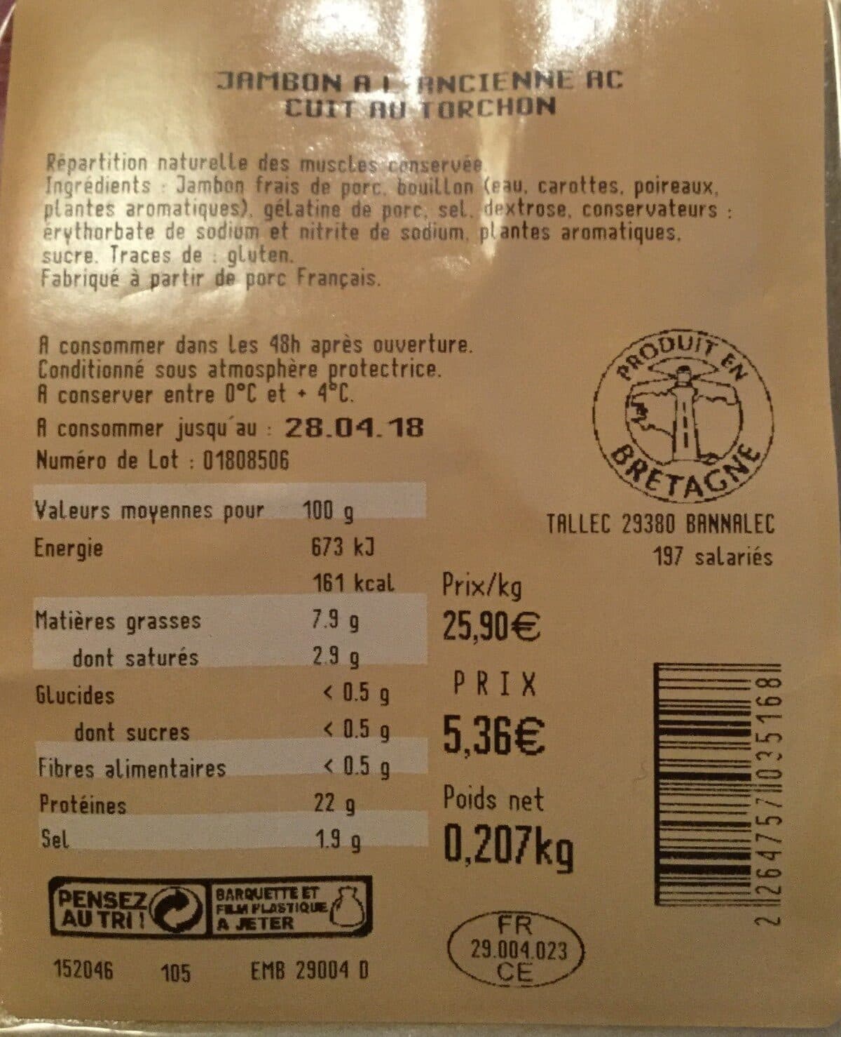 Tallec Jambon à l'ancienne packshot
