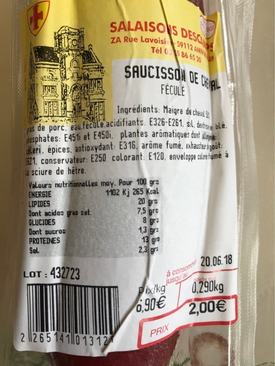Open Food Facts Saucisson de cheval packshot
