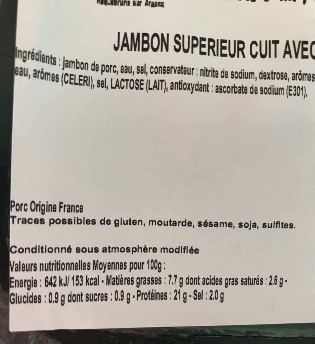 Open Food Facts Jambon superieur cuit avec son os packshot