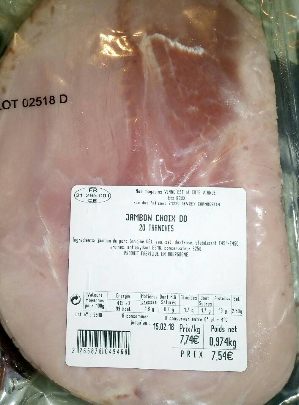 Viand'est Jambon choix 20 tranches packshot