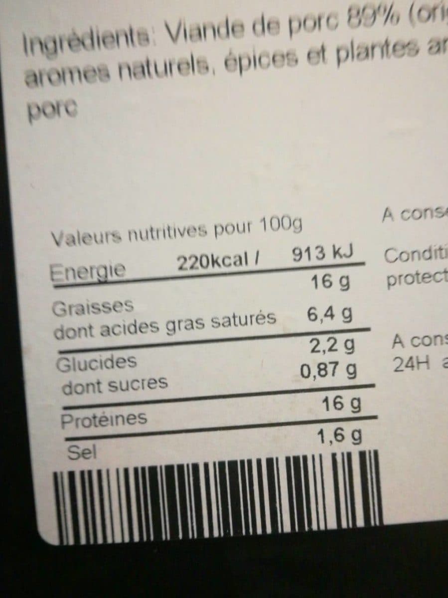 Open Food Facts Chorizo à griller packshot