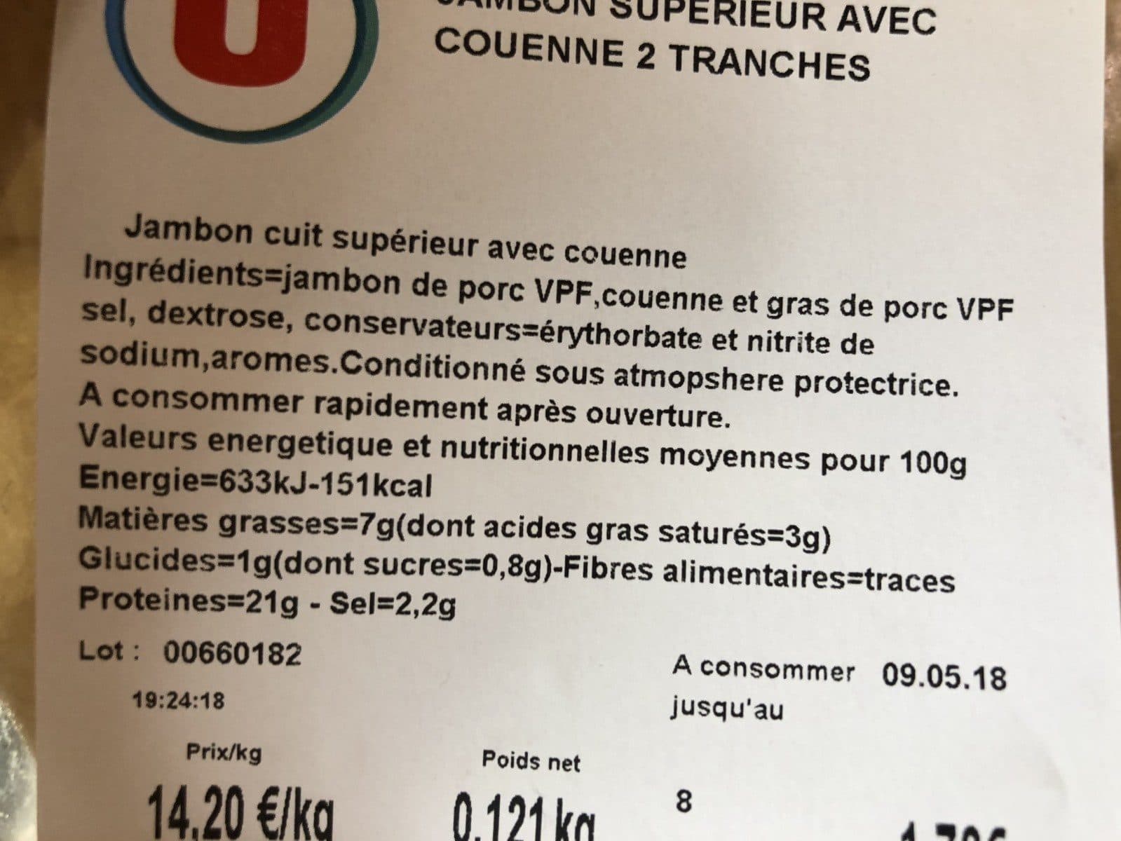 Open Food Facts Jambon superieur avc couenne packshot