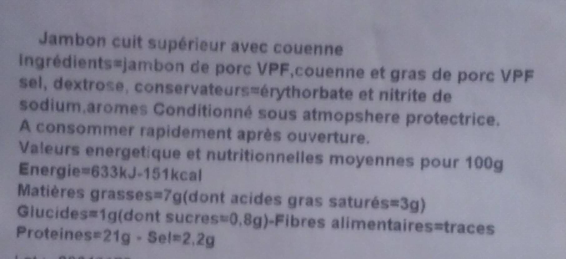 U Jambon blanc supérieur packshot