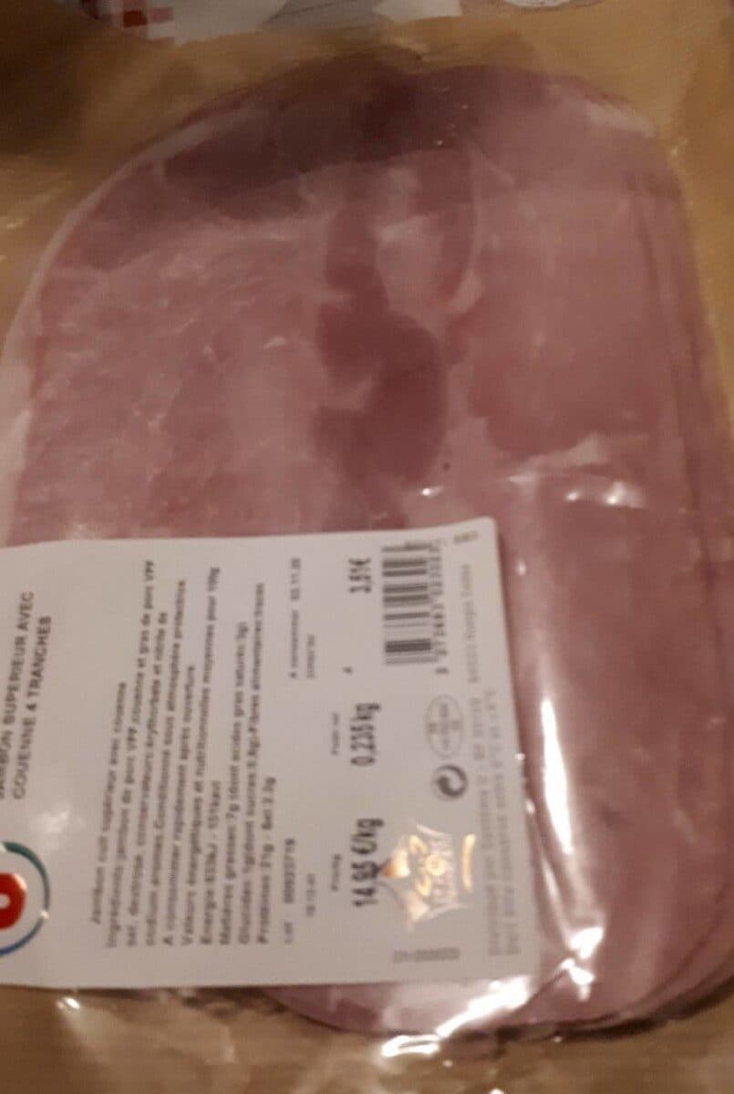 Open Food Facts jambon supérieur avec couenne packshot