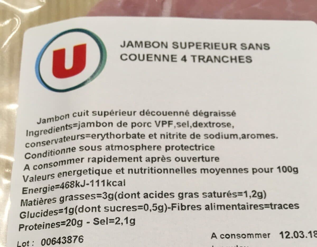 U Jambon superieur sans couenne 4 tranches packshot