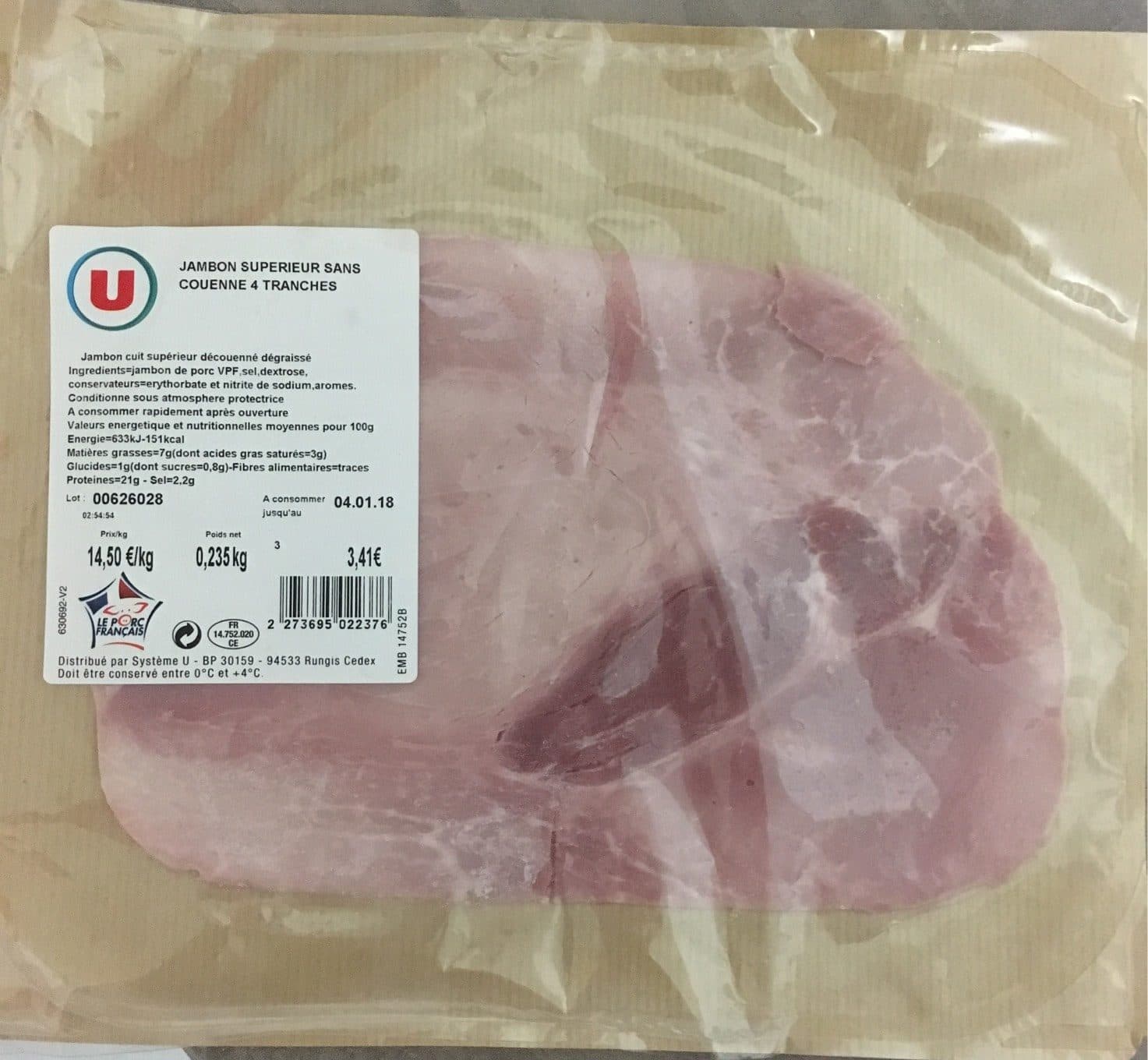 U Jambon blanc packshot