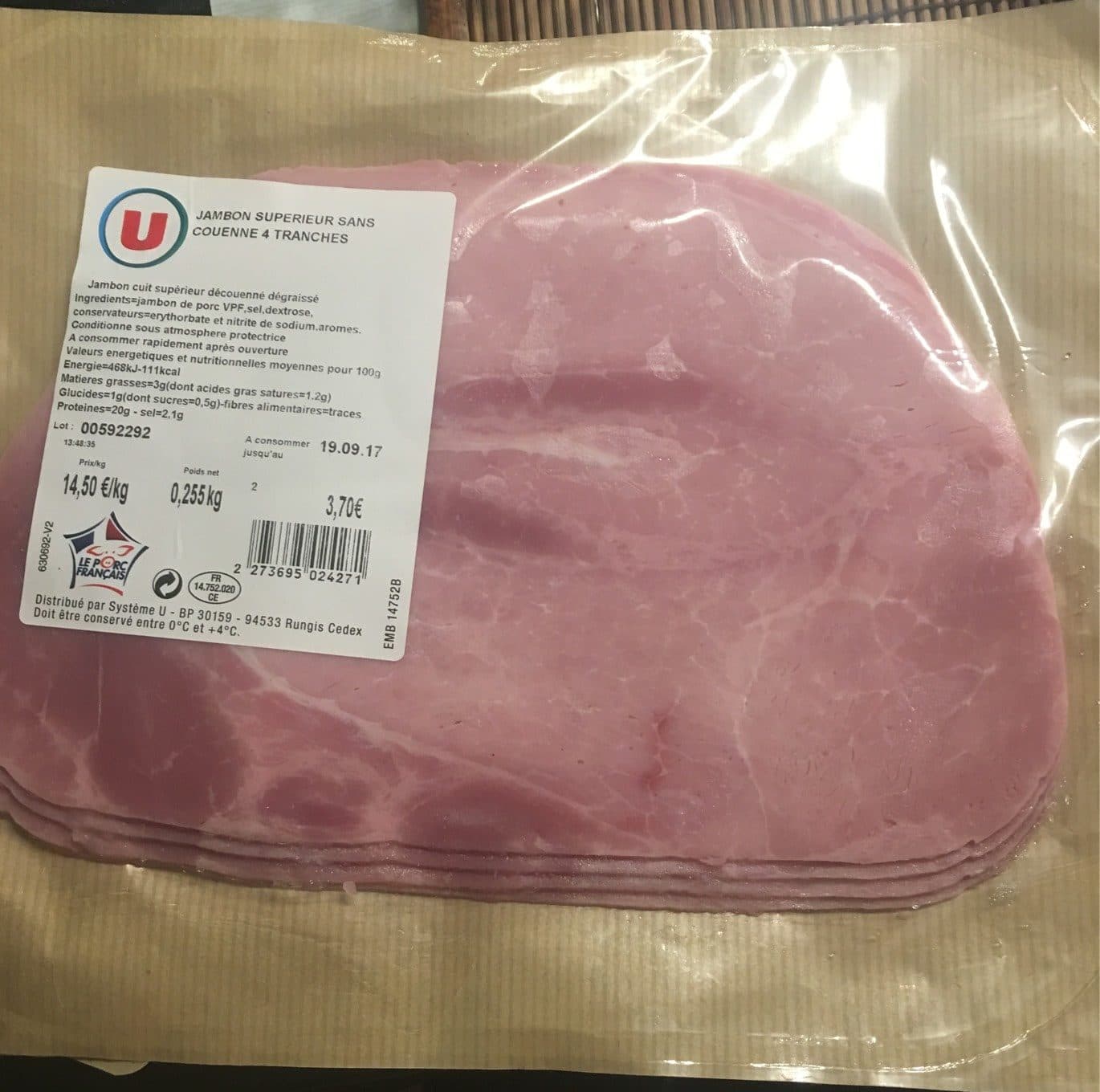 U Jambon supérieur sans couenne packshot