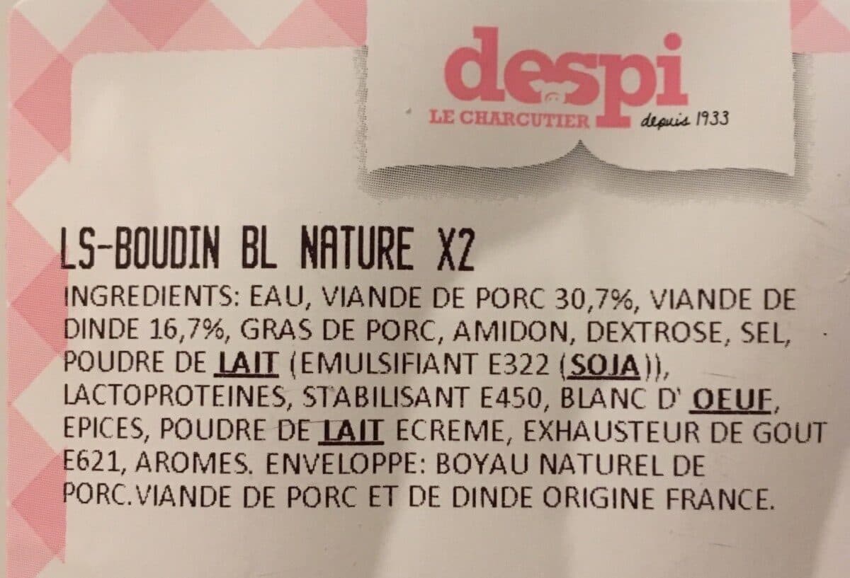 Despi Boudin blanc nature packshot