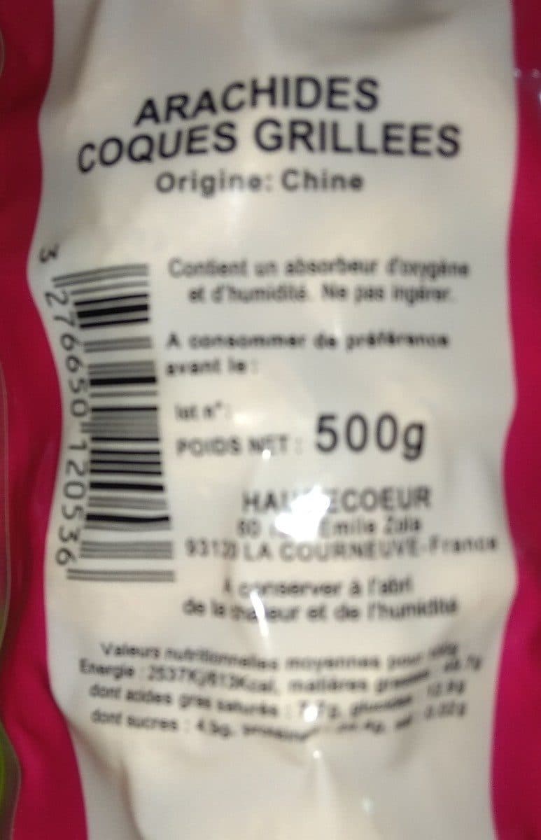 Open Food Facts Arachides coques grillées packshot