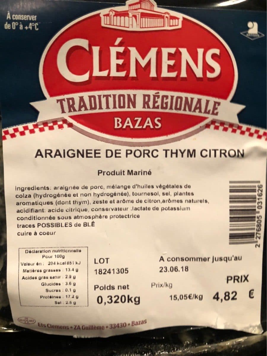 Open Food Facts Araignee de porc packshot