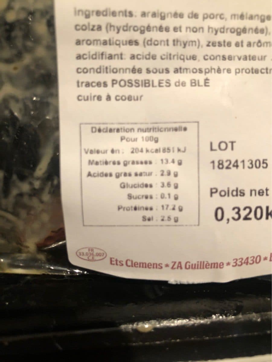 Open Food Facts Araignee de porc packshot
