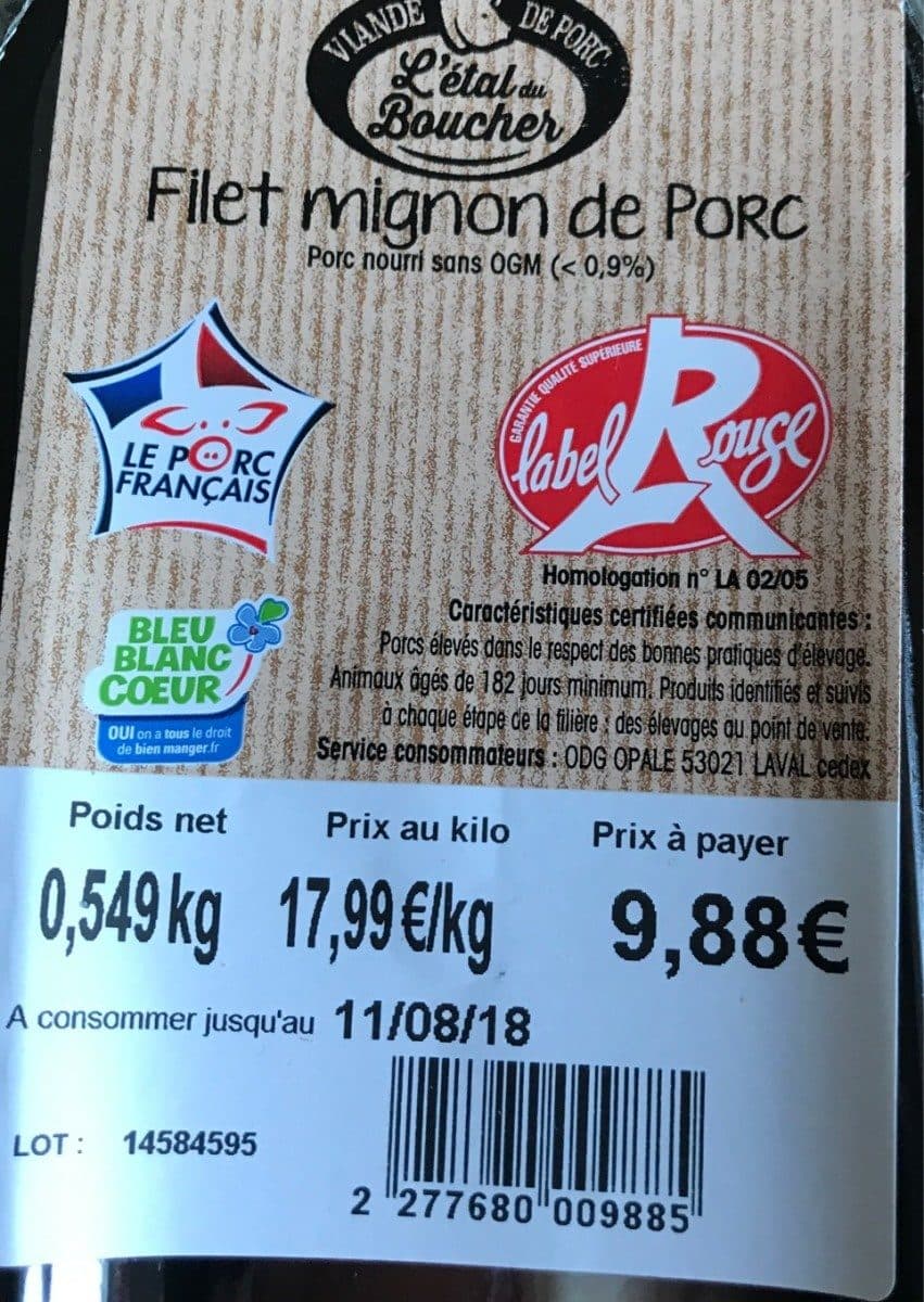 L'Étal du Boucher Filet mignon de porc packshot