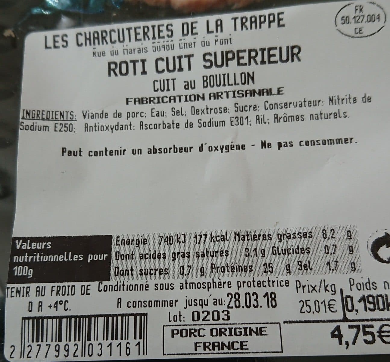 Open Food Facts Roti de porc supérieur packshot