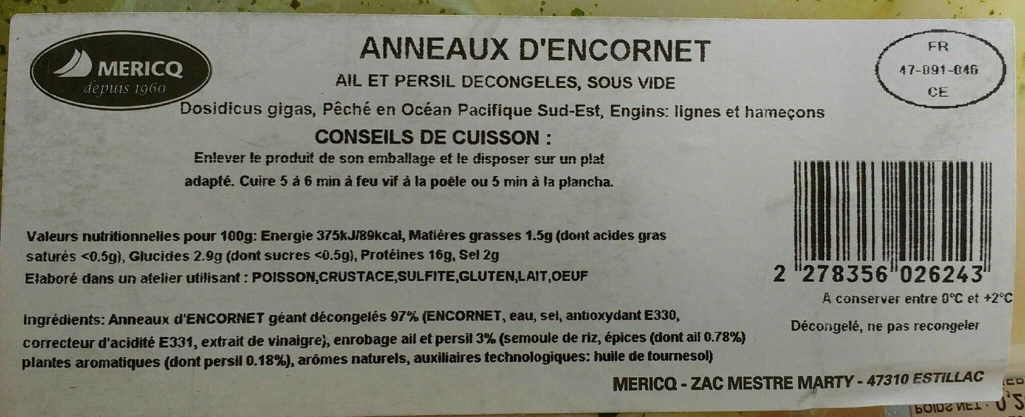 Open Food Facts Anneaux d'encornet ail et persil packshot