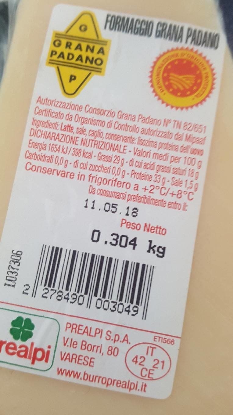Prealpi Grana padano packshot
