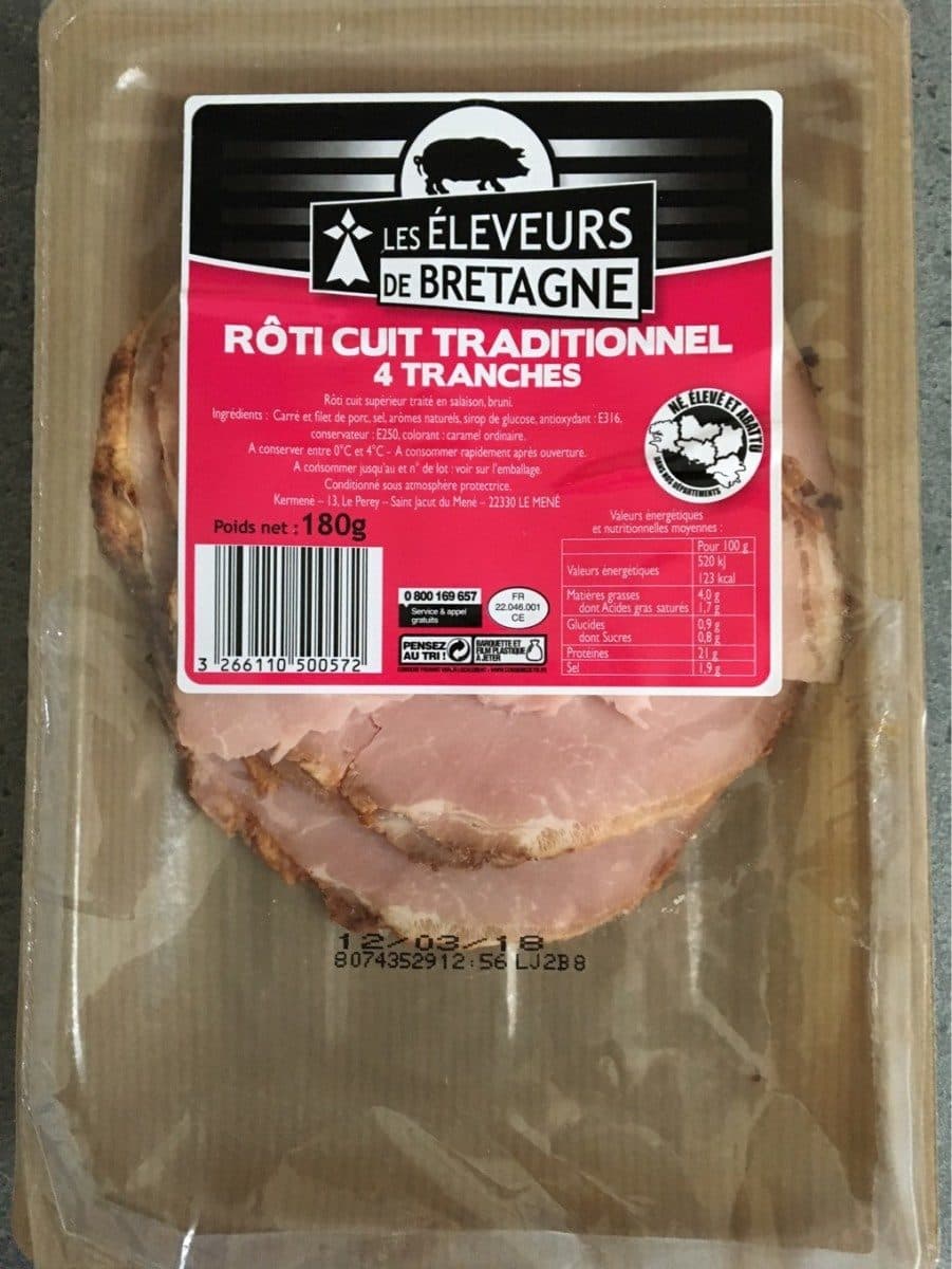Les Eleveurs Bretons Rôti cuit traditionnel 4 tranches packshot