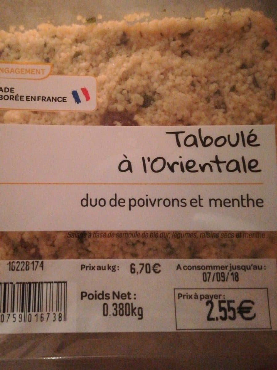 Open Food Facts Taboulé à l'Orientale packshot