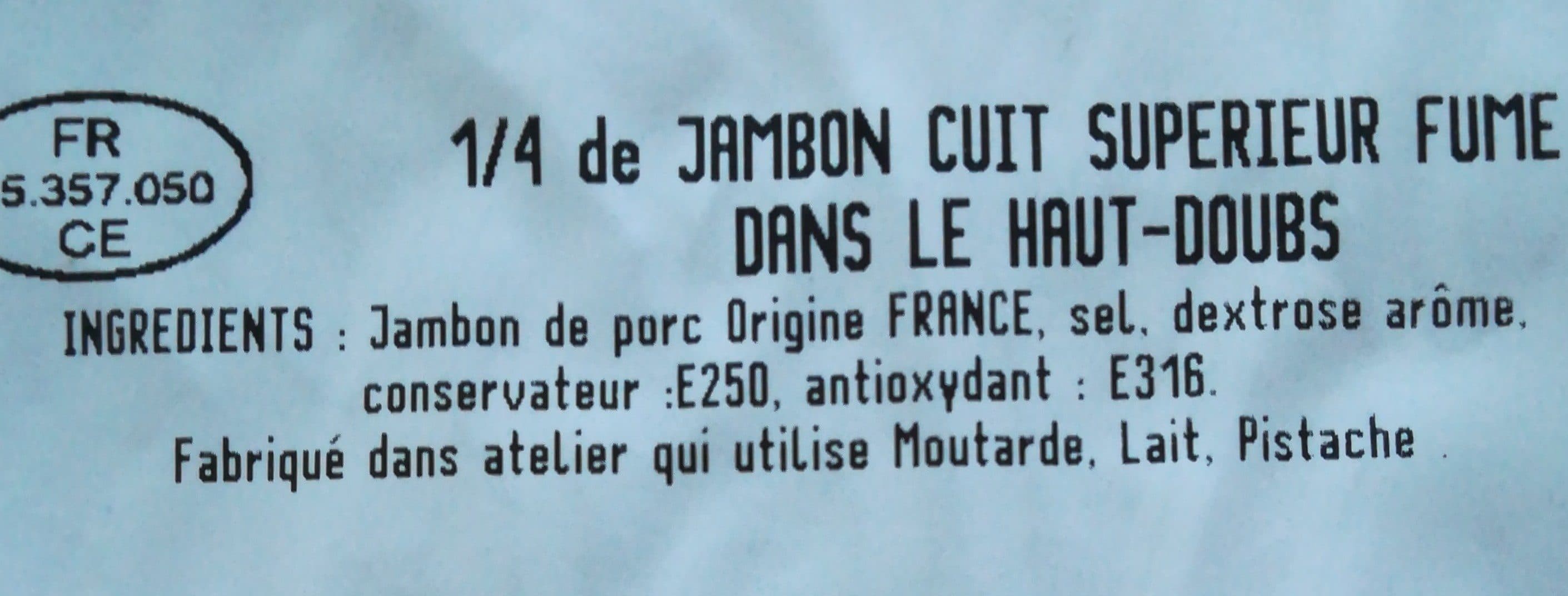 Open Food Facts Jambon cuit supérieur fumé packshot