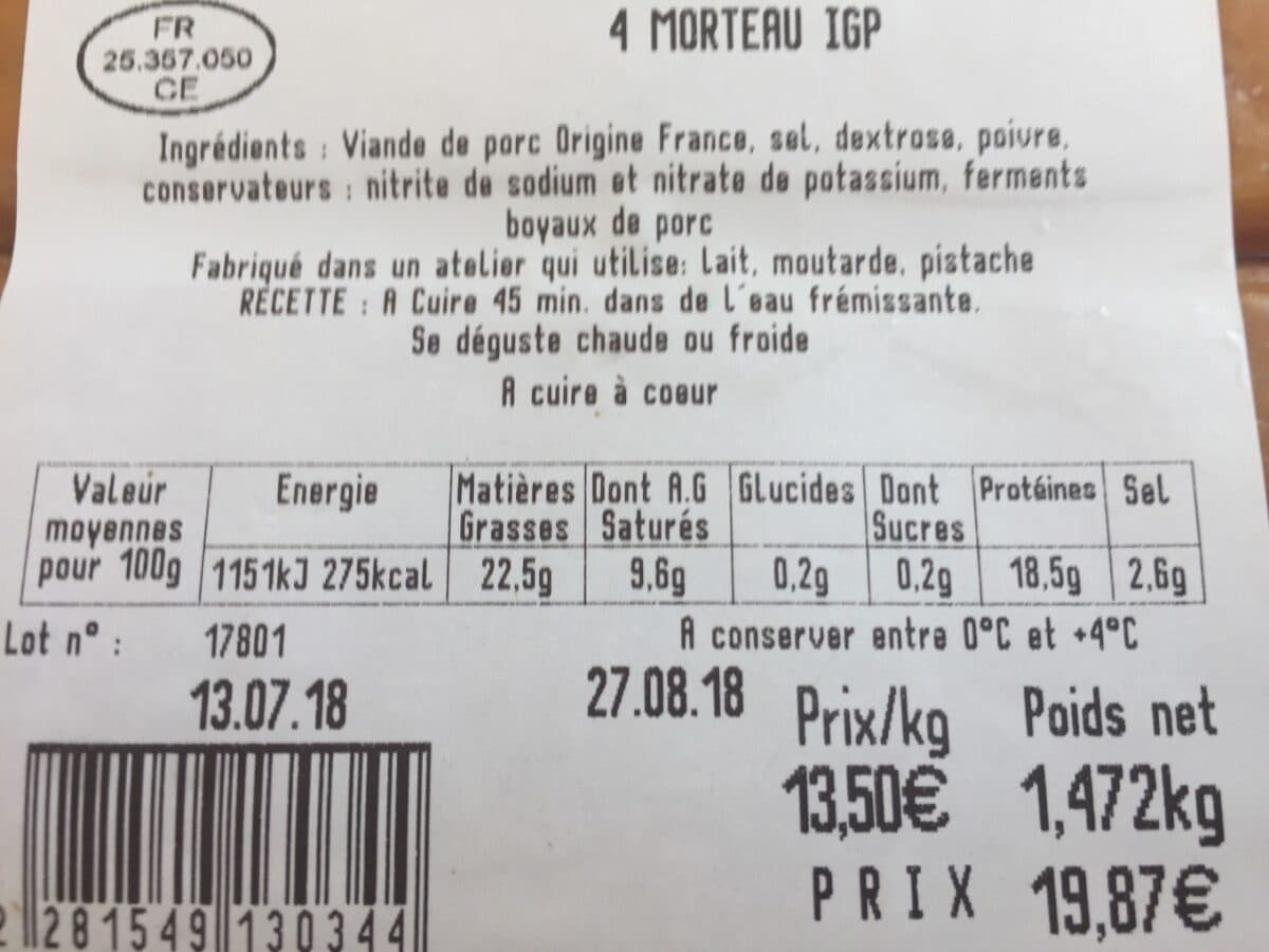 Open Food Facts Saucisse de mortau packshot