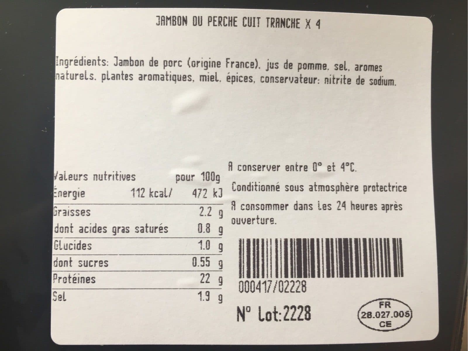 Open Food Facts Jambon du perche cuit packshot
