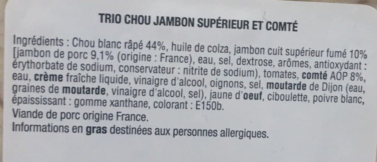 Open Food Facts Trio Chou jambon et comté packshot