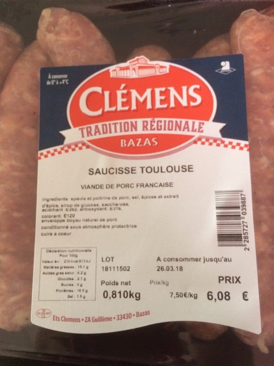 Open Food Facts Saucisse de toulouse packshot