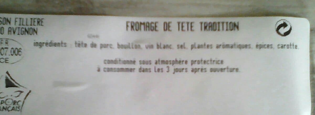 Open Food Facts Fromage de tête tradition packshot