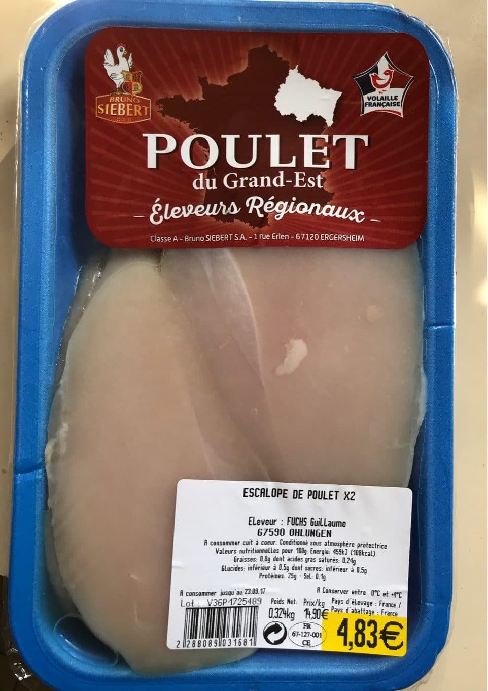Bruno Siebert escalope de poulet packshot