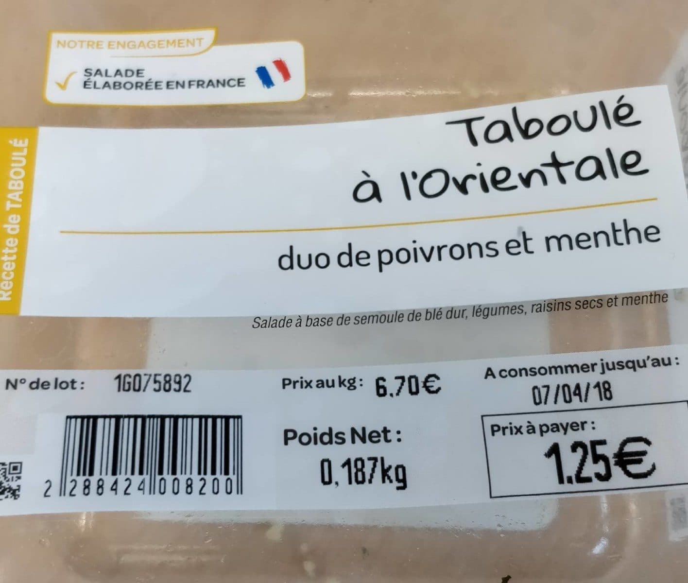 Open Food Facts Taboulé à l'orientale packshot