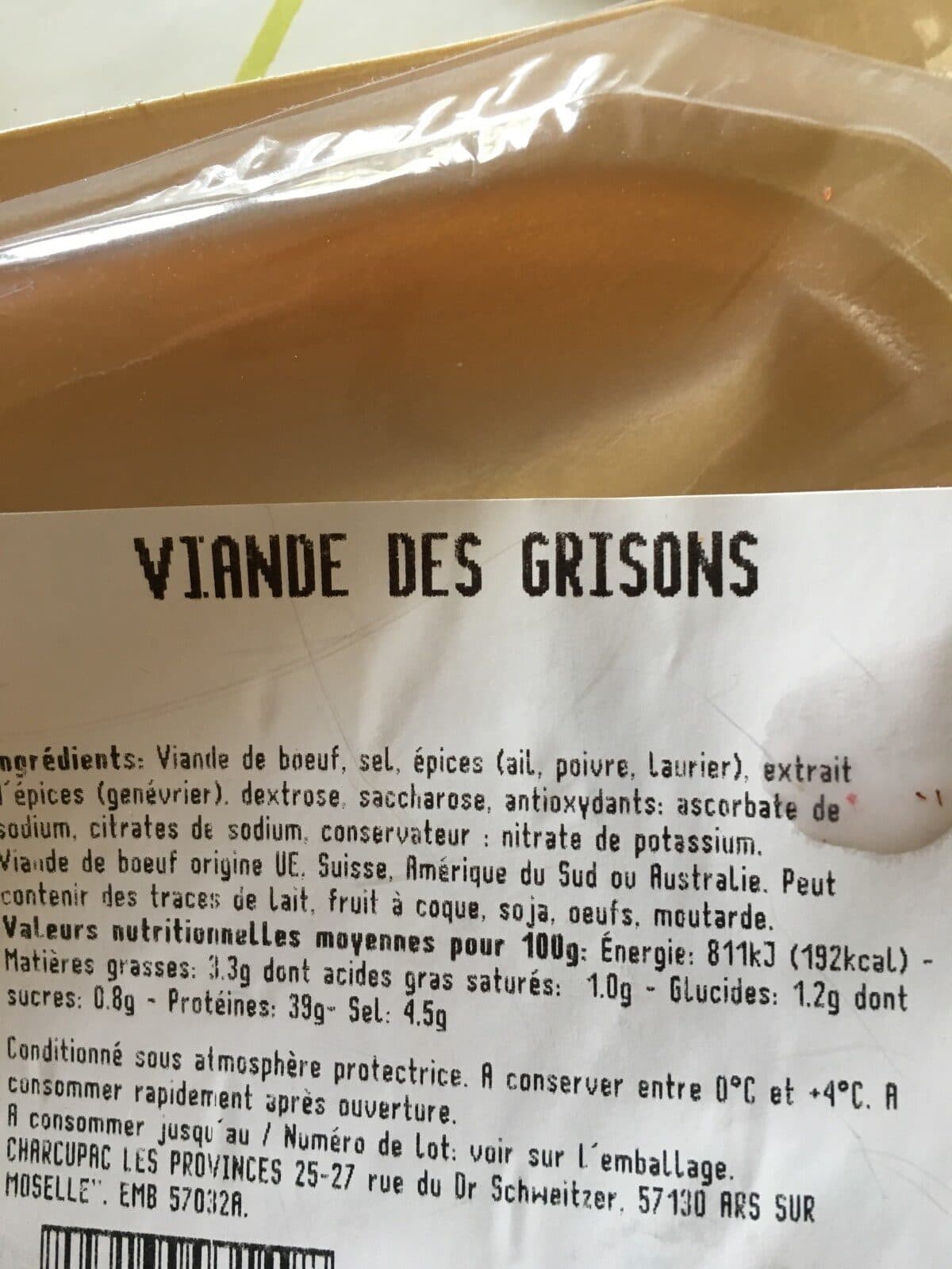 Open Food Facts Viande de grisons packshot