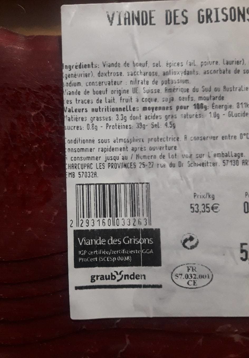 Graubunden Viande des grisons packshot