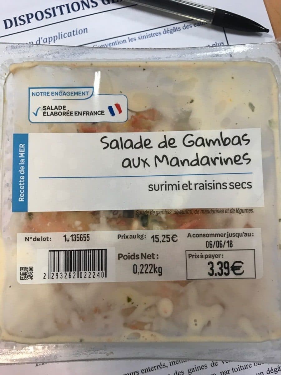 Open Food Facts Salade de gambas aux mandarines packshot