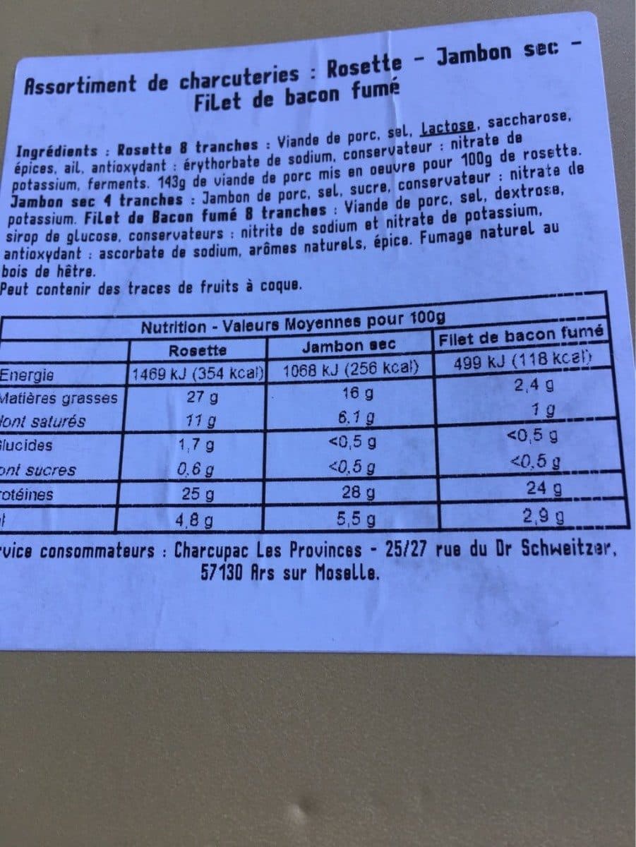 Open Food Facts Assortiment de charcuteries packshot