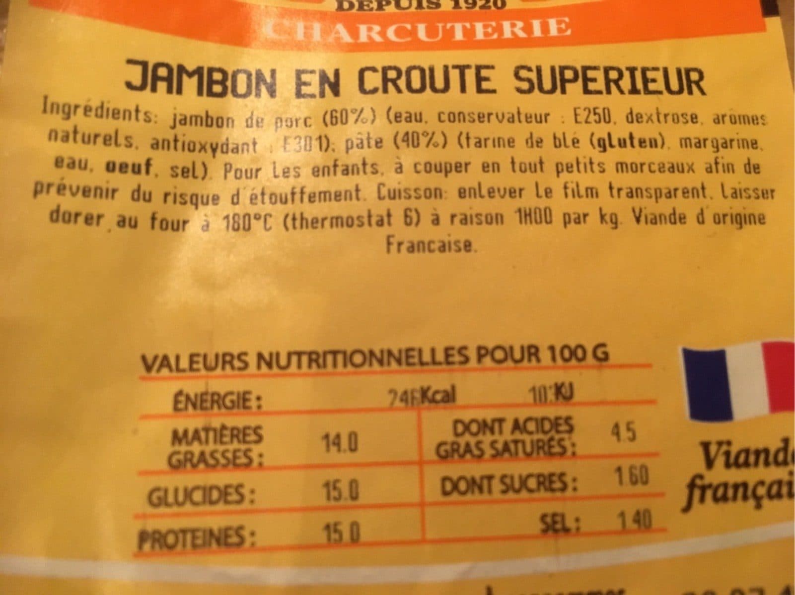 Open Food Facts Jambon en croute superieur packshot