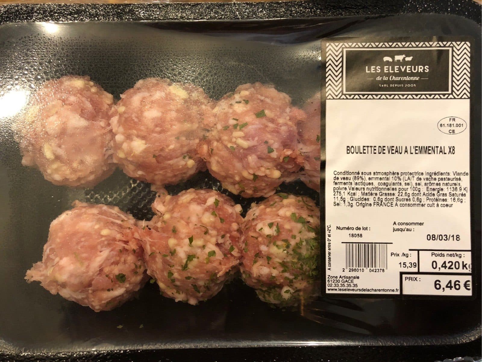 Open Food Facts Boulettes de veau à l'emmental packshot