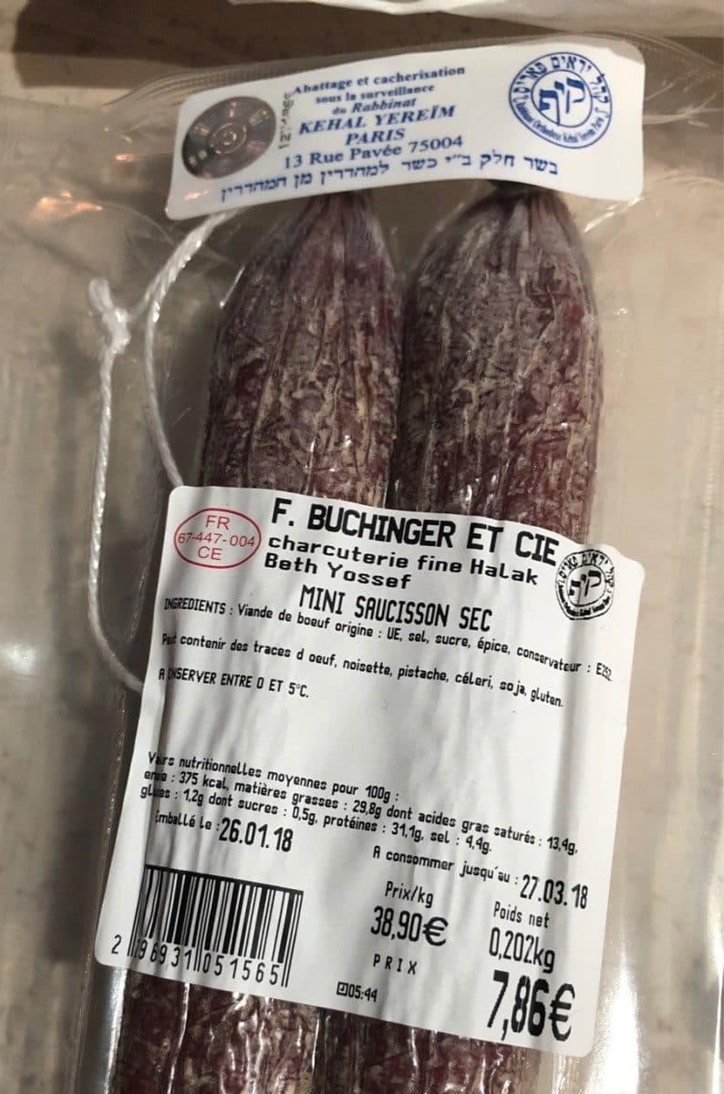 F Buchinger Et Cie Mini saucisson sec Cacher packshot