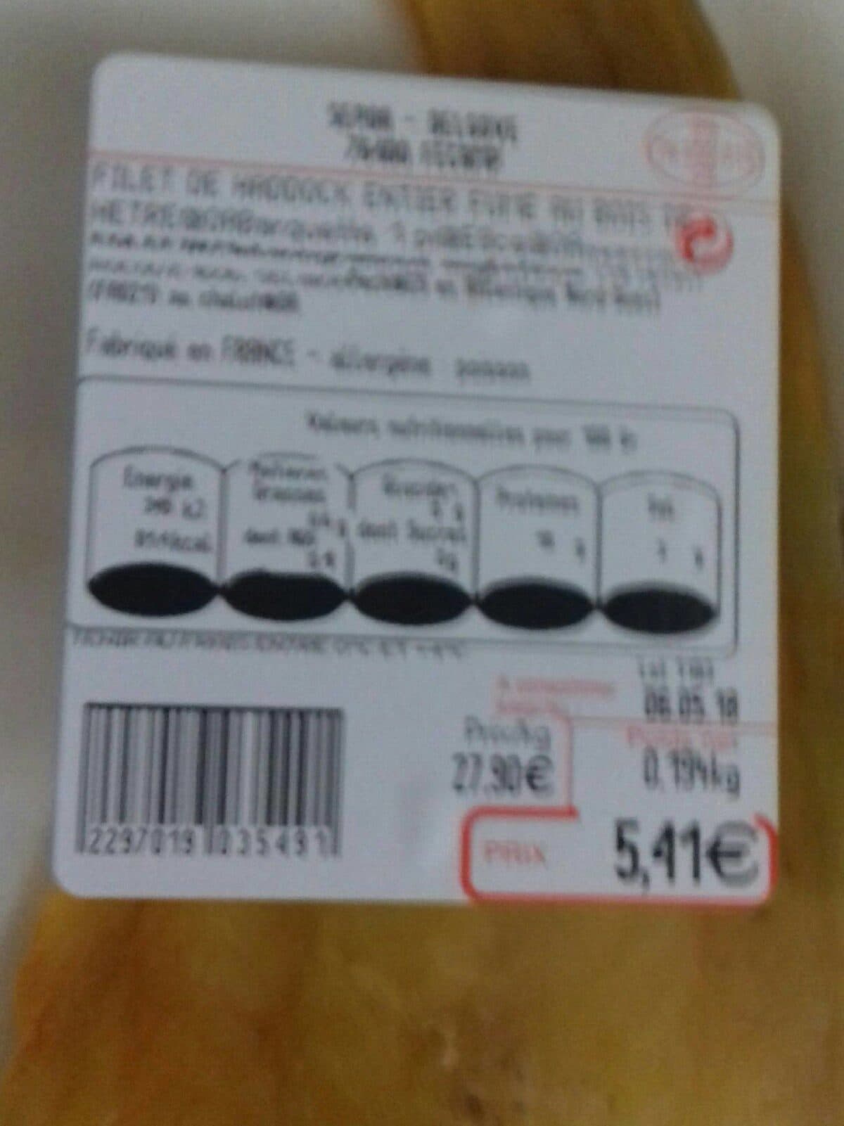 Open Food Facts Filet de haddock entier fumé au bois de hêtre packshot