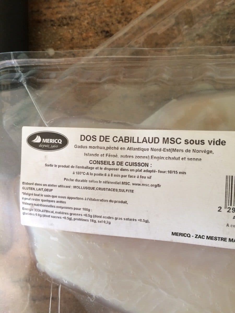 Open Food Facts Dos de cabillaud MSC packshot