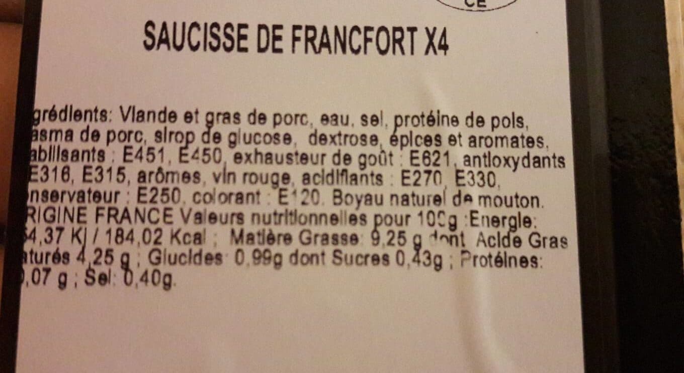 Les Éleveurs De La Charentonne Saucisses de francfort packshot