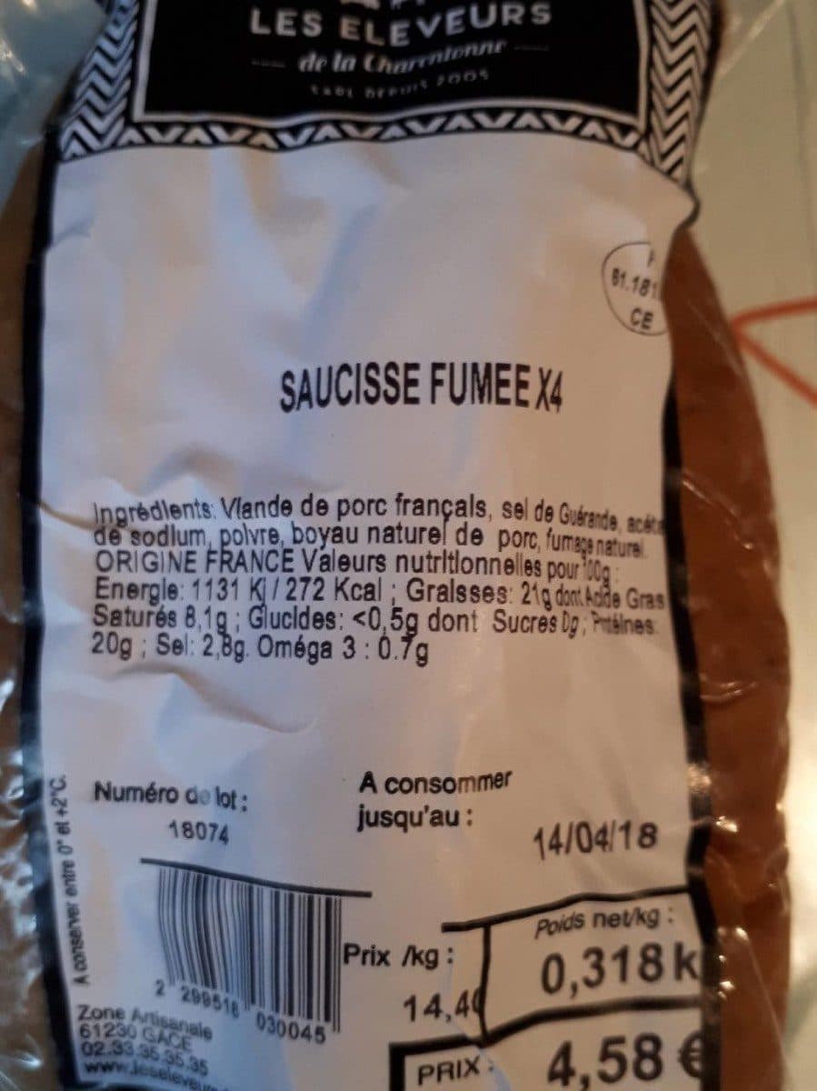 Open Food Facts Saucisse Fumée packshot