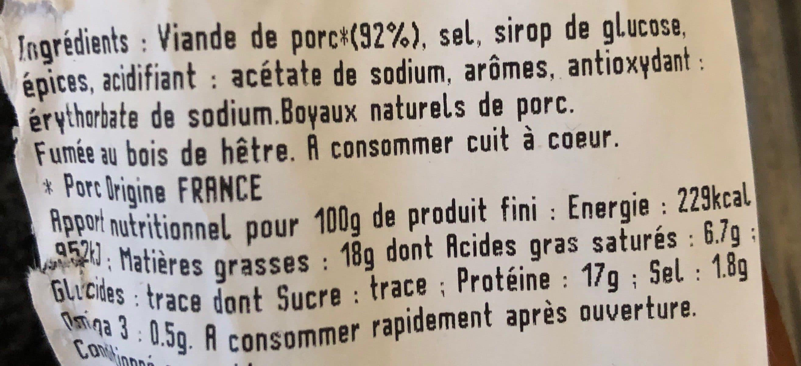Open Food Facts Saucisses fumées packshot