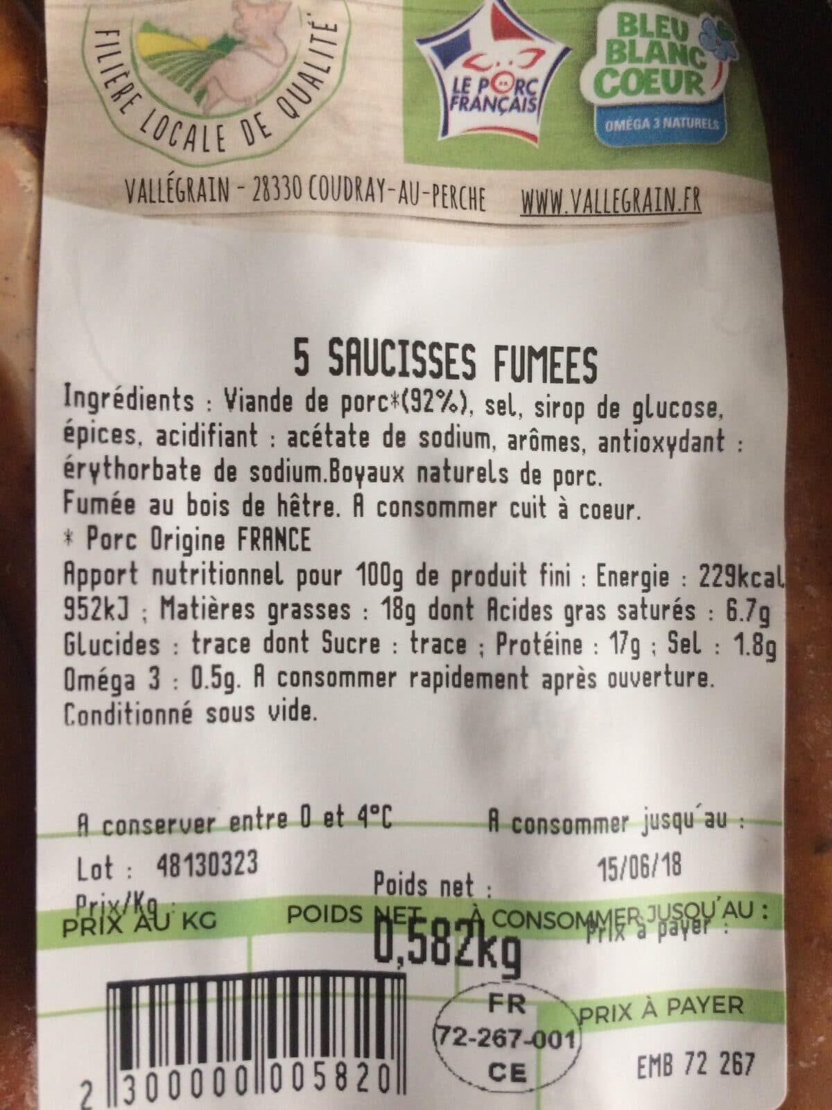 Open Food Facts Saucisses fumées x5 packshot