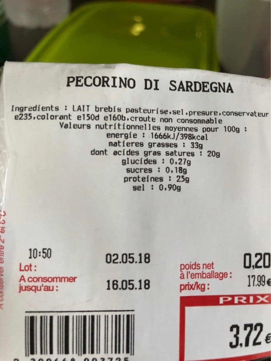 Open Food Facts Pecorino di sardegna packshot