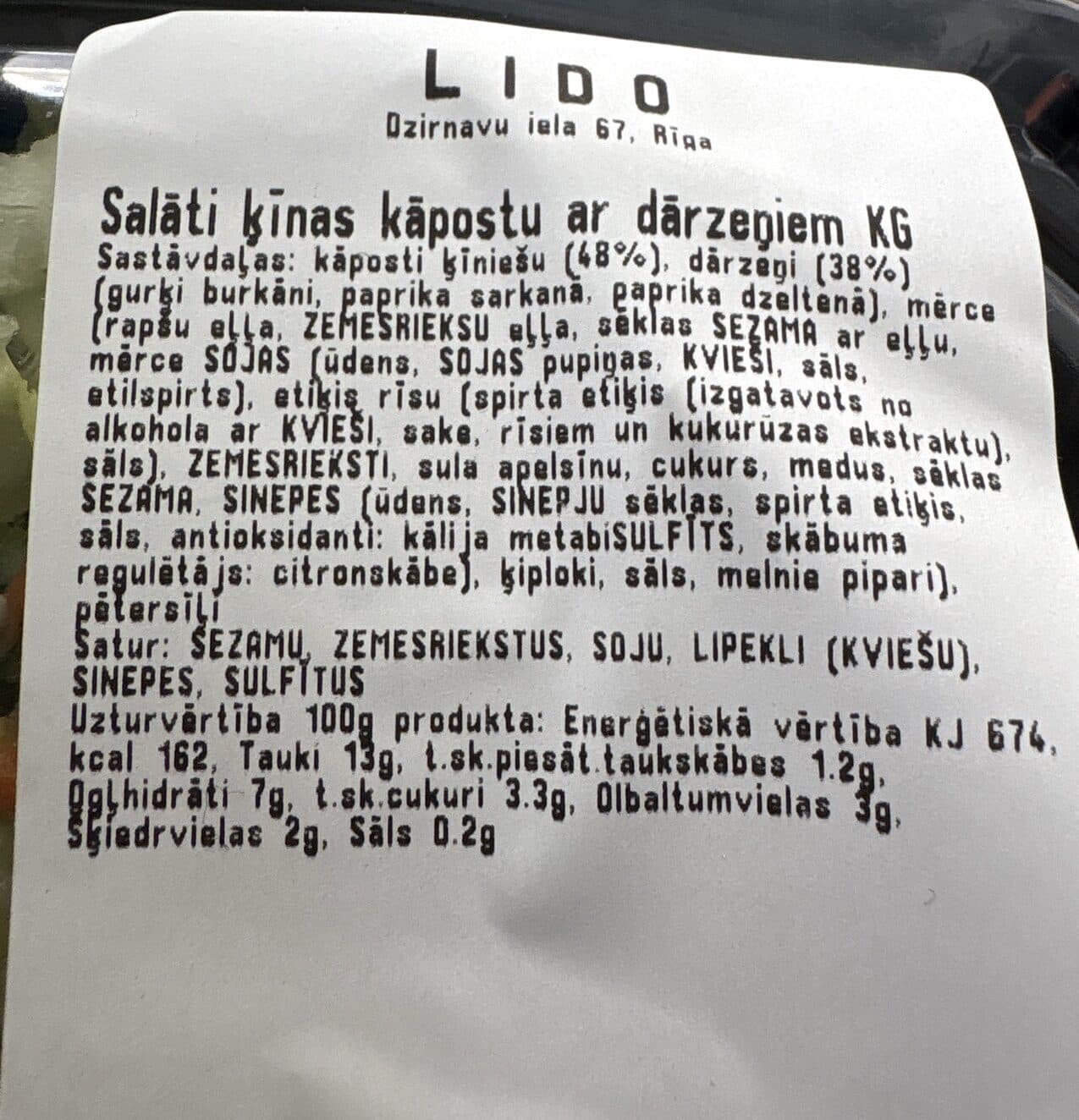 Lido Ķīnas Kāpostu Salāti Ar Dārzeņiem packshot