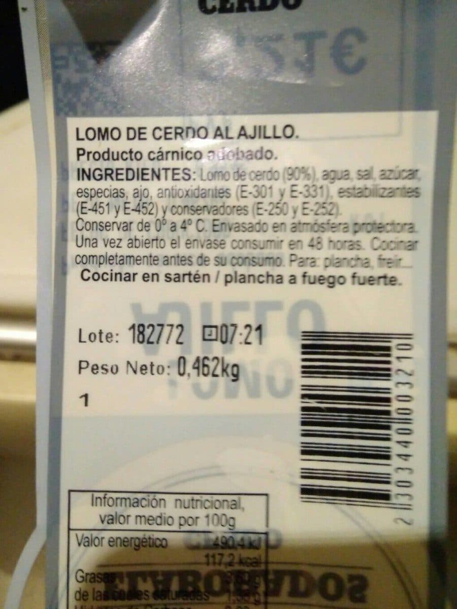 Open Food Facts Lomo de cerdo al ajillo packshot