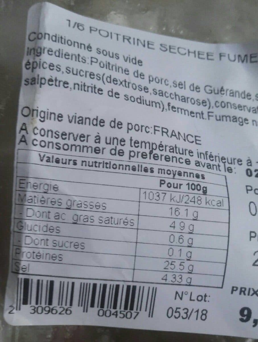 Open Food Facts Poitrine séchée rustique packshot