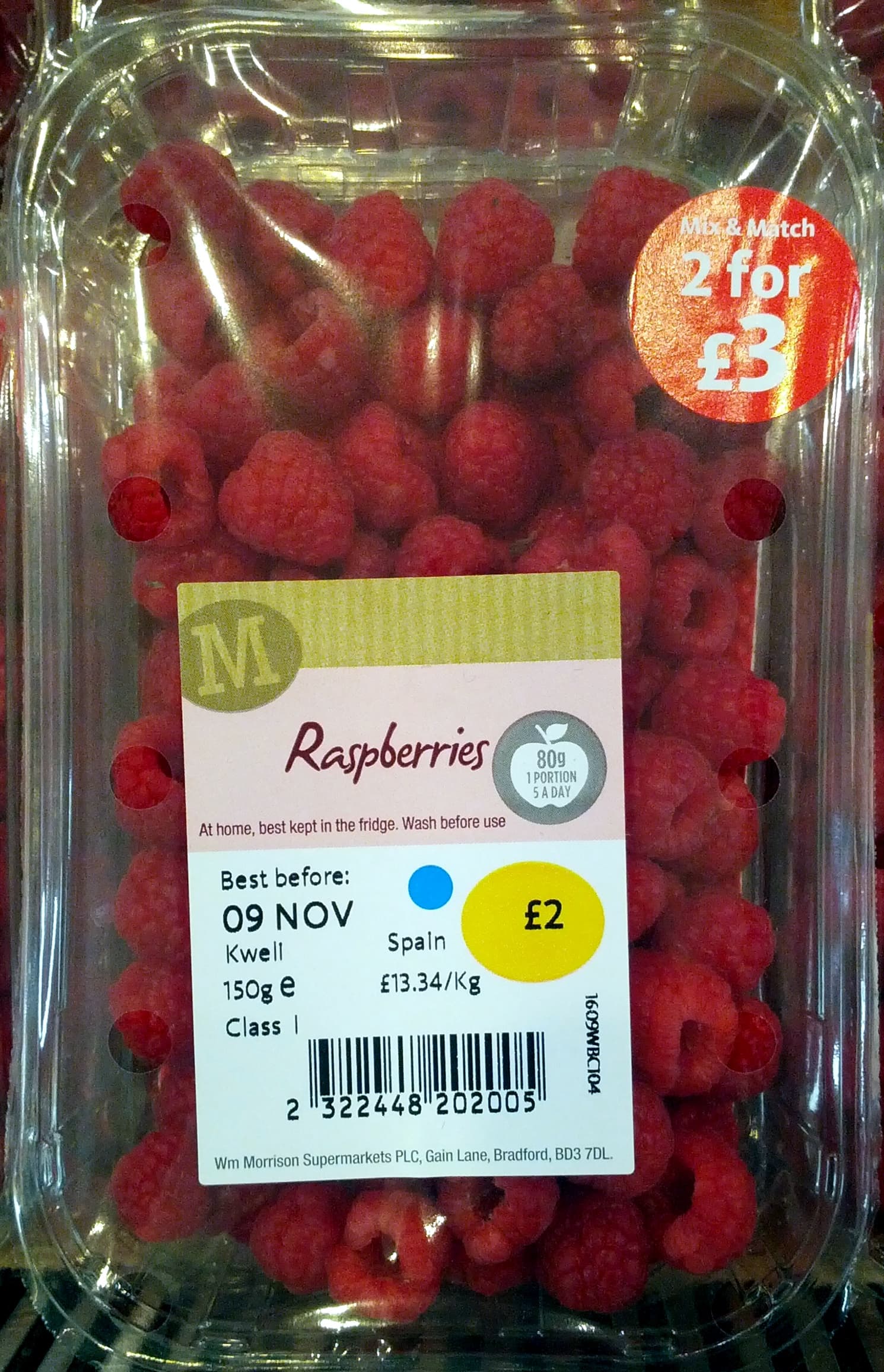 Morrisons Raspberries packshot
